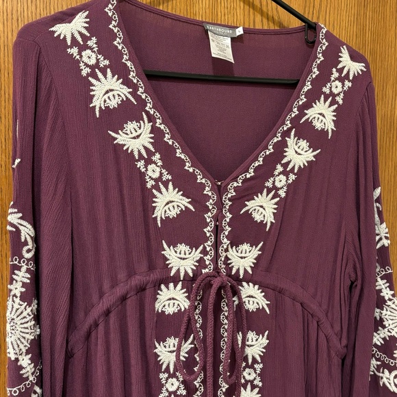 Purple embroidered high-low boho dress, large - Picture 2 of 9